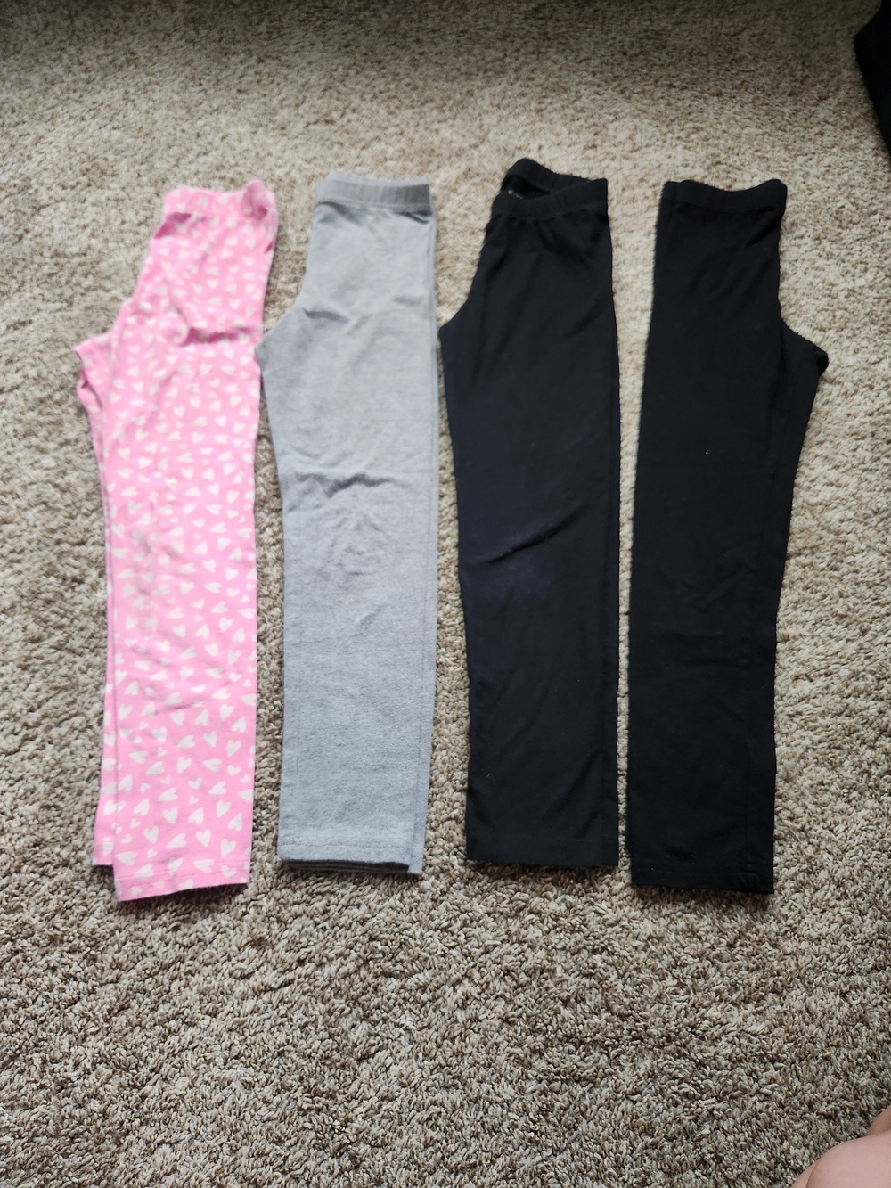 Girls' Legging Bundle - Pink Heart, Gray & Black